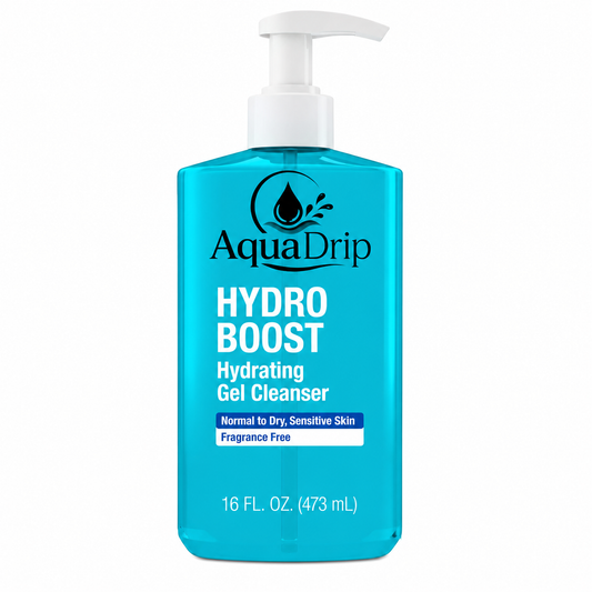 AquaDrip Hydro Boost Hydrating Face Wash – Fragrance-Free Gel Cleanser with Hyaluronic Acid, Daily Foaming Facial Cleanser & Makeup Remover for All Skin Types, 16 fl. oz (473 mL)